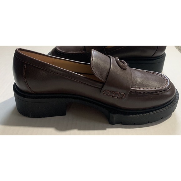 COACH Sz 6B Maple Brown Leah Patent Leather Platform Loafer - Picture 6 of 8